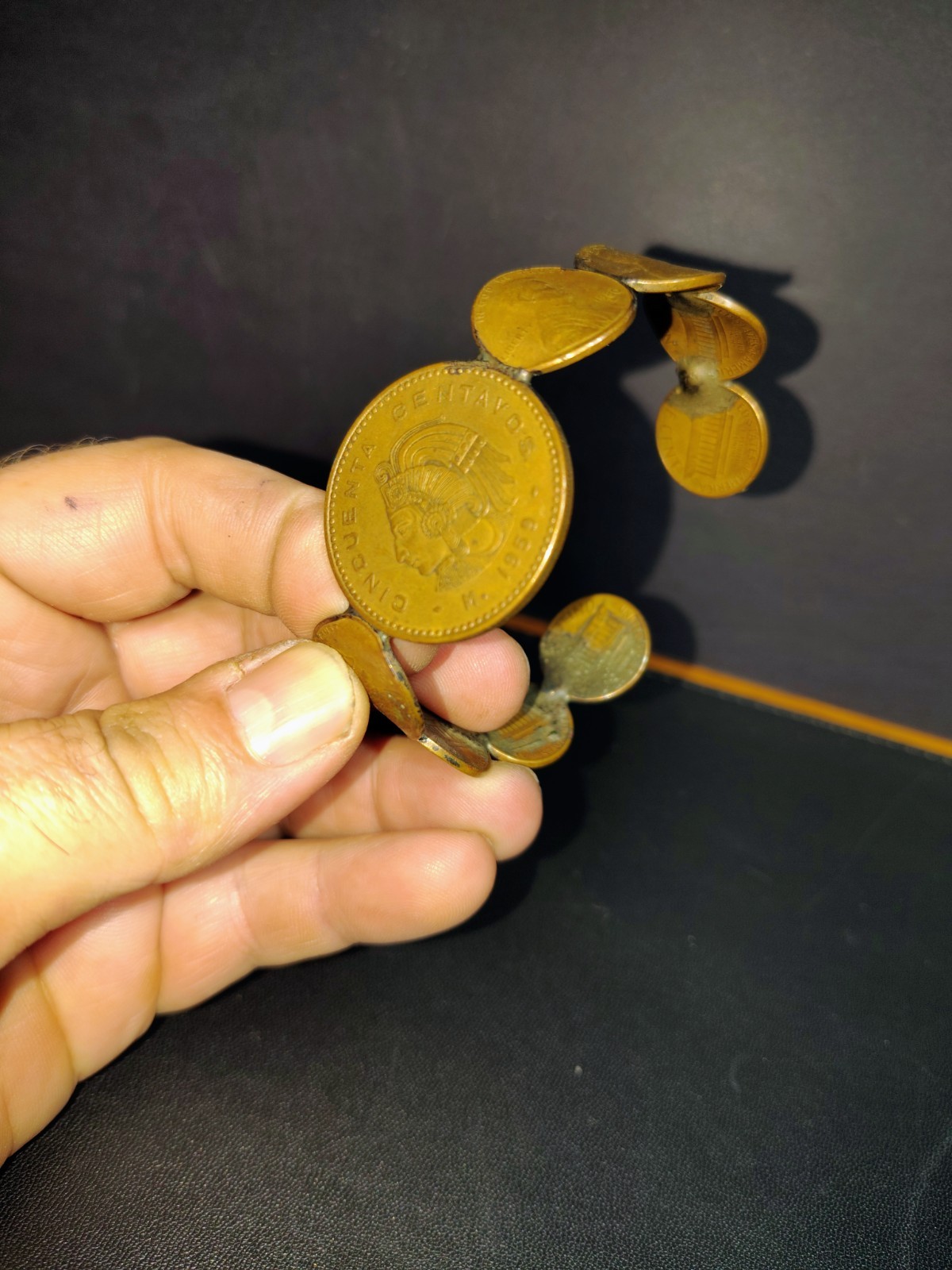 Handmade Vintage Copper Coin Cuff Bracelet, Pre 1982 Copper Coins