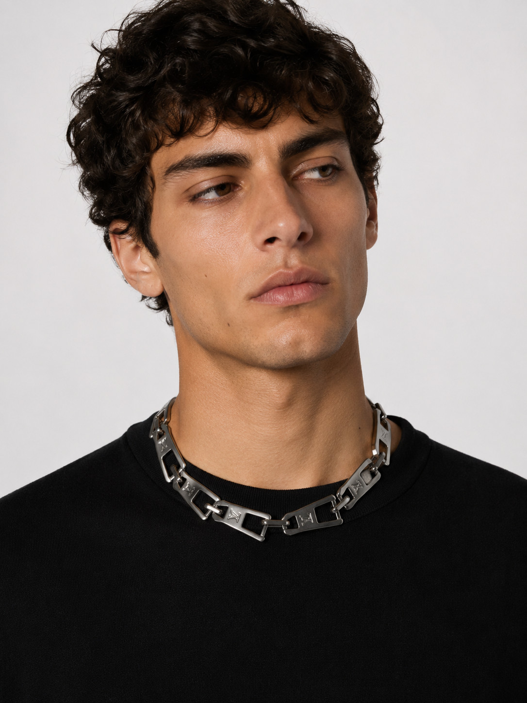 NEW LOUIS VUITTON Chunky Zipper Pull Silver Necklace Unisex S/S 2021 18″ RARE