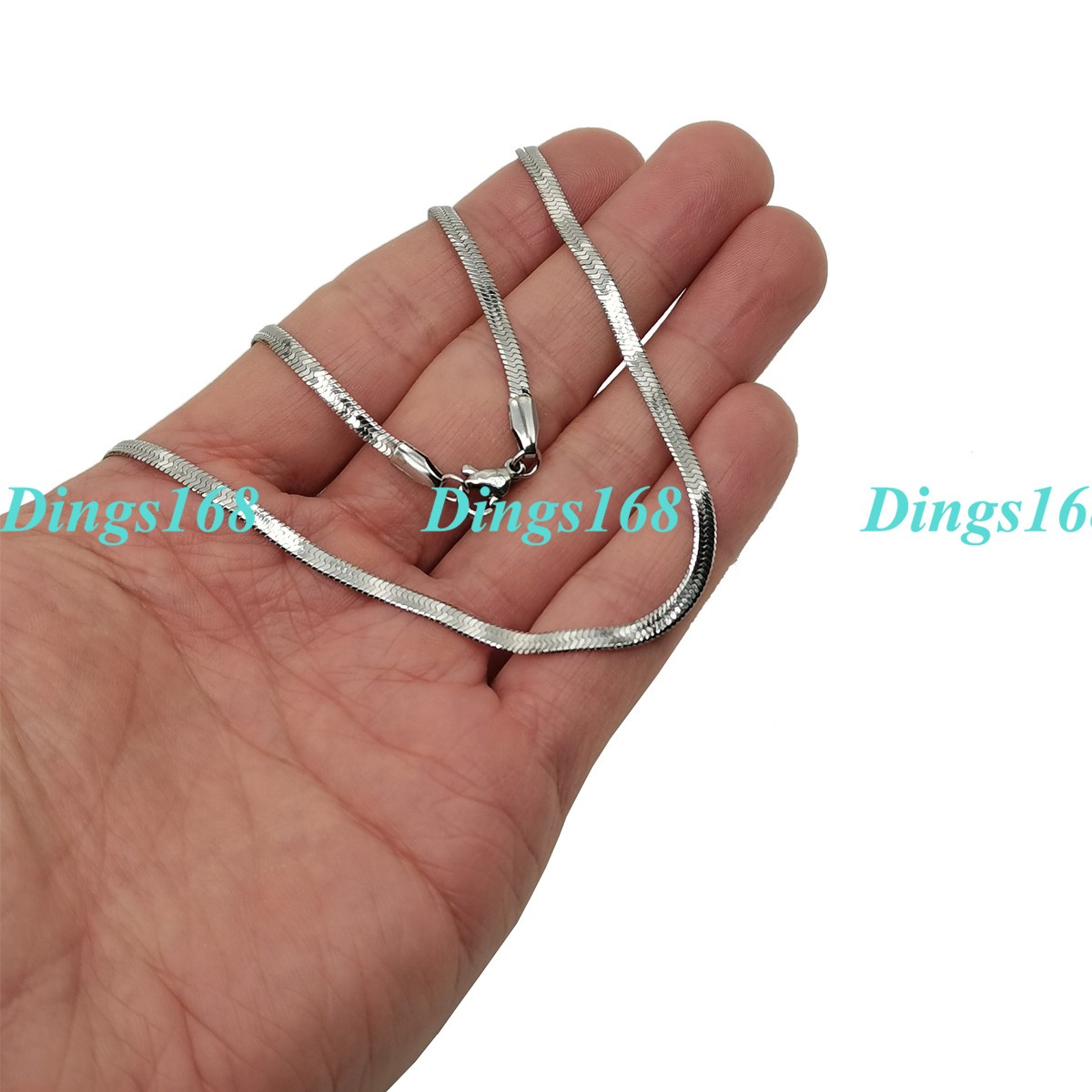 Designer Inspired 18K White Gold Filled 20″ 2 mm Thin Flat Snake Chain Necklace