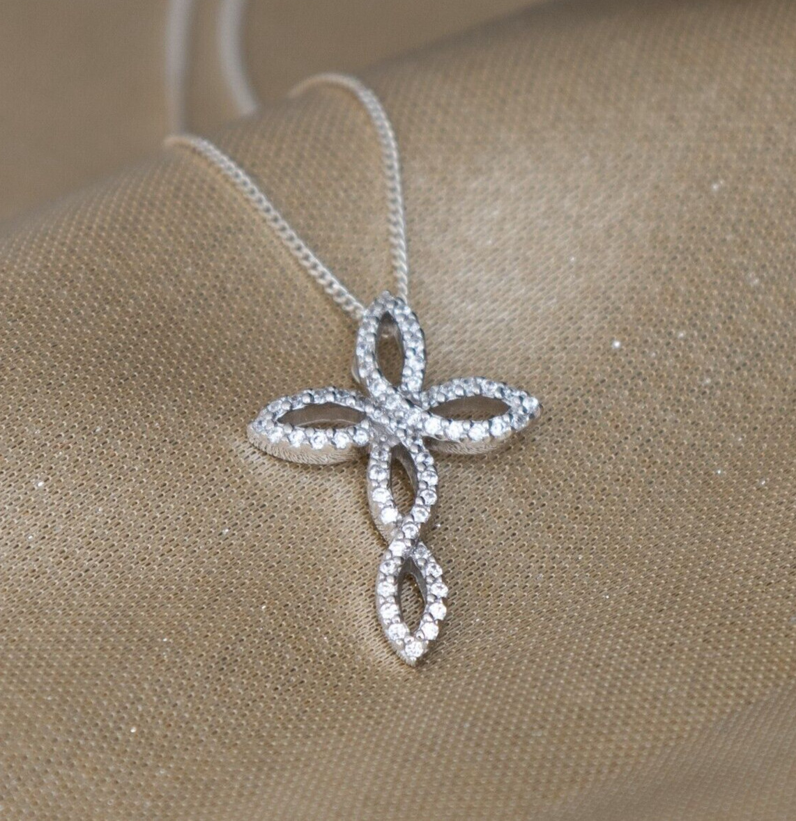 Sterling Silver Infinity Cross Pendant Necklace Women Jewelry Fashion 925 Gift