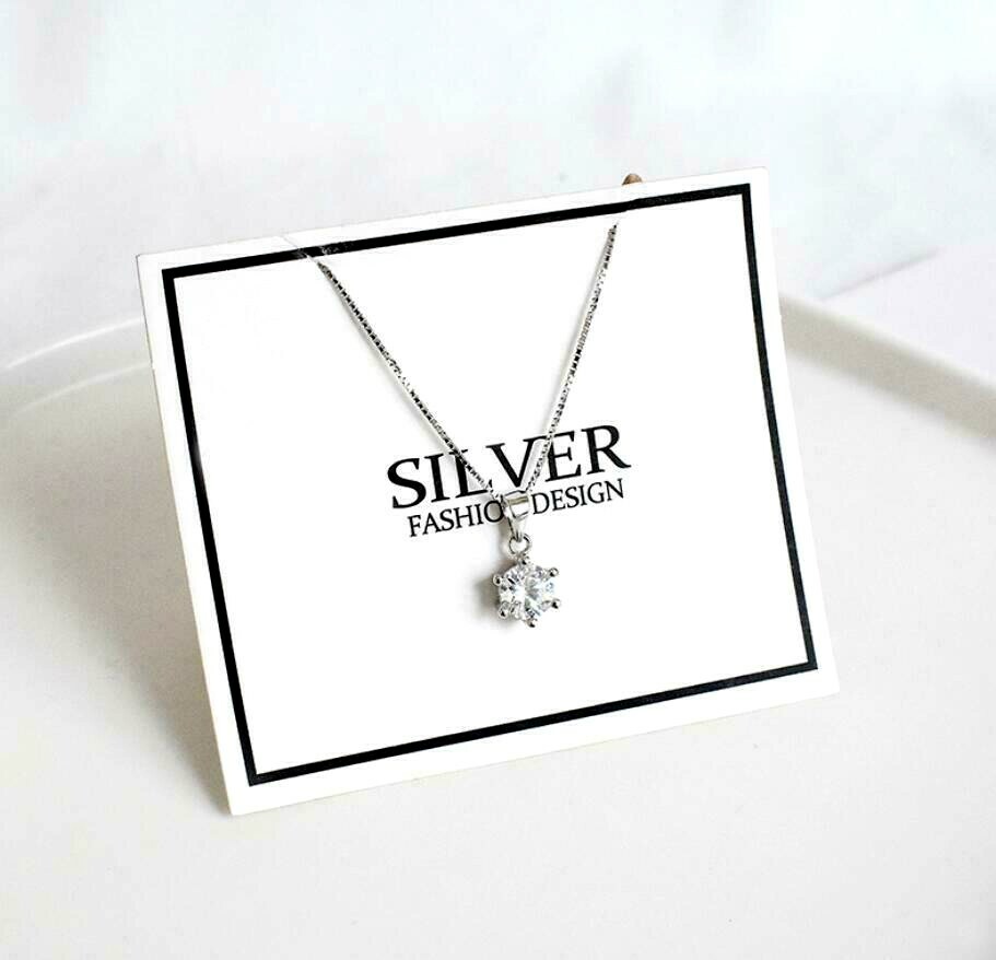 Gorgeous Silver SP 1.0 Cts Cubic Zirconia Pendant Chain Necklace