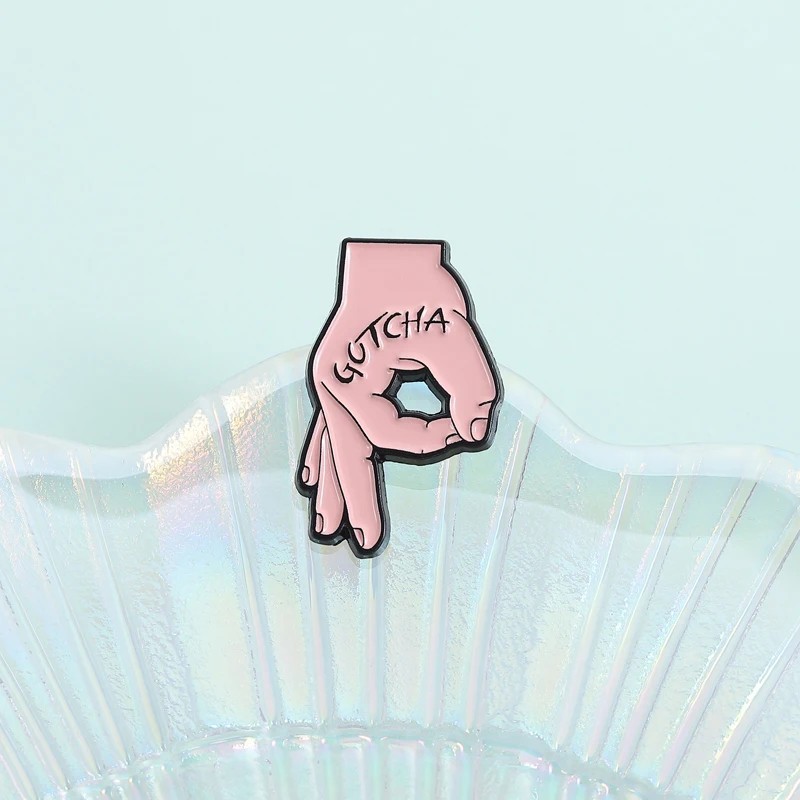 Gotcha Ok Gesture Enamel Pins Brooch Creative Game Okay Gesture Brooche Backpack