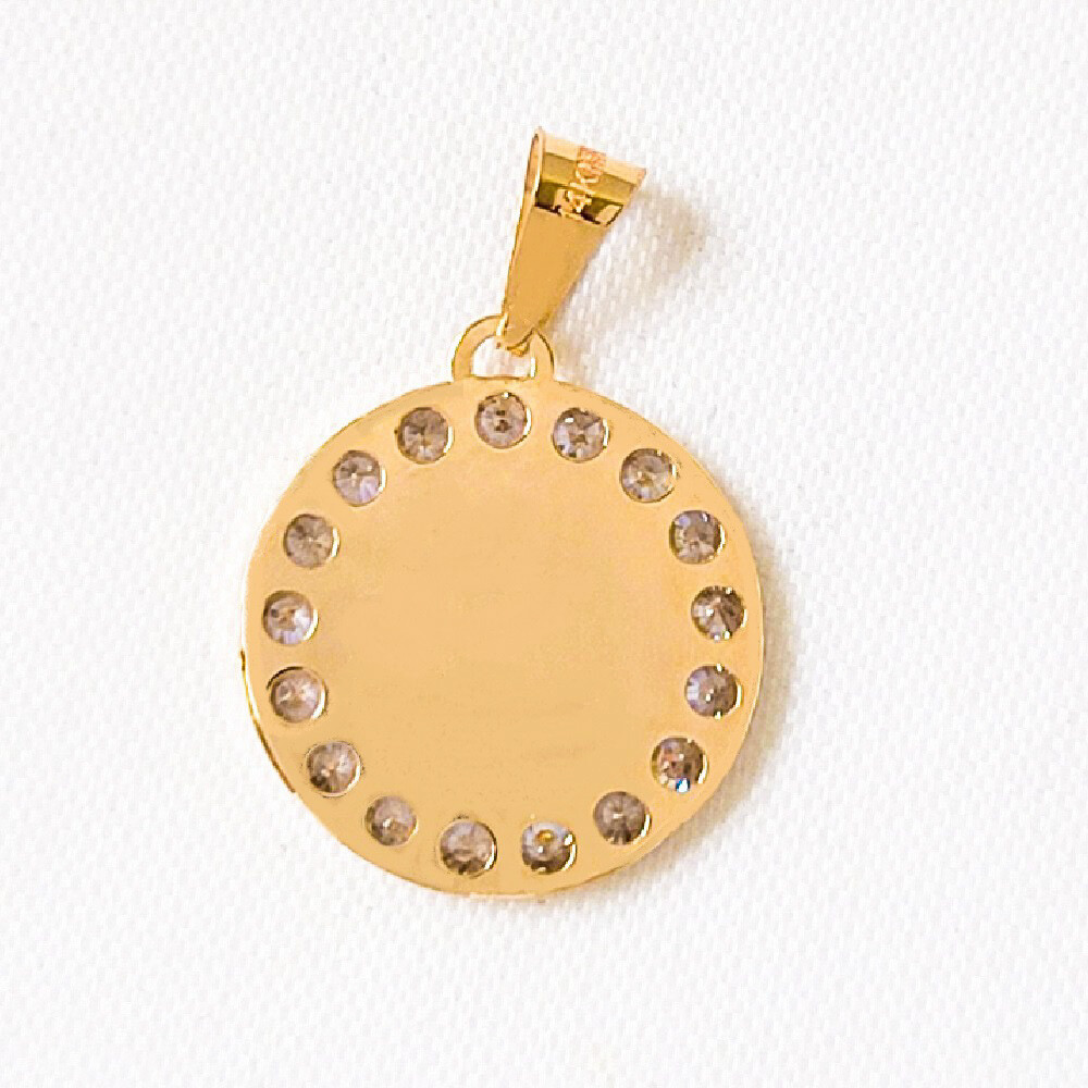 16mm 14K Yellow Gold CZ Stones Holy Spirit Dove Pendant Charm, 0.8mm Cable Chain