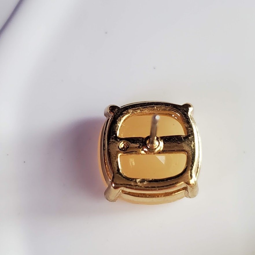 Kate Spade Pale Peach Cushion Cut Gold Tone Stud Earrings
