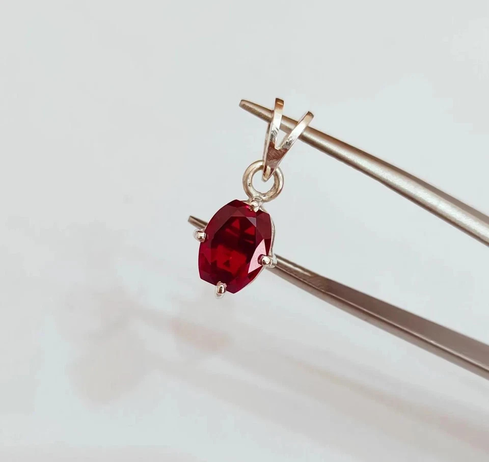 24 Ct Natural Red Ruby Pendant Sterling Silver Fancy Cut Gemstone Jewelry