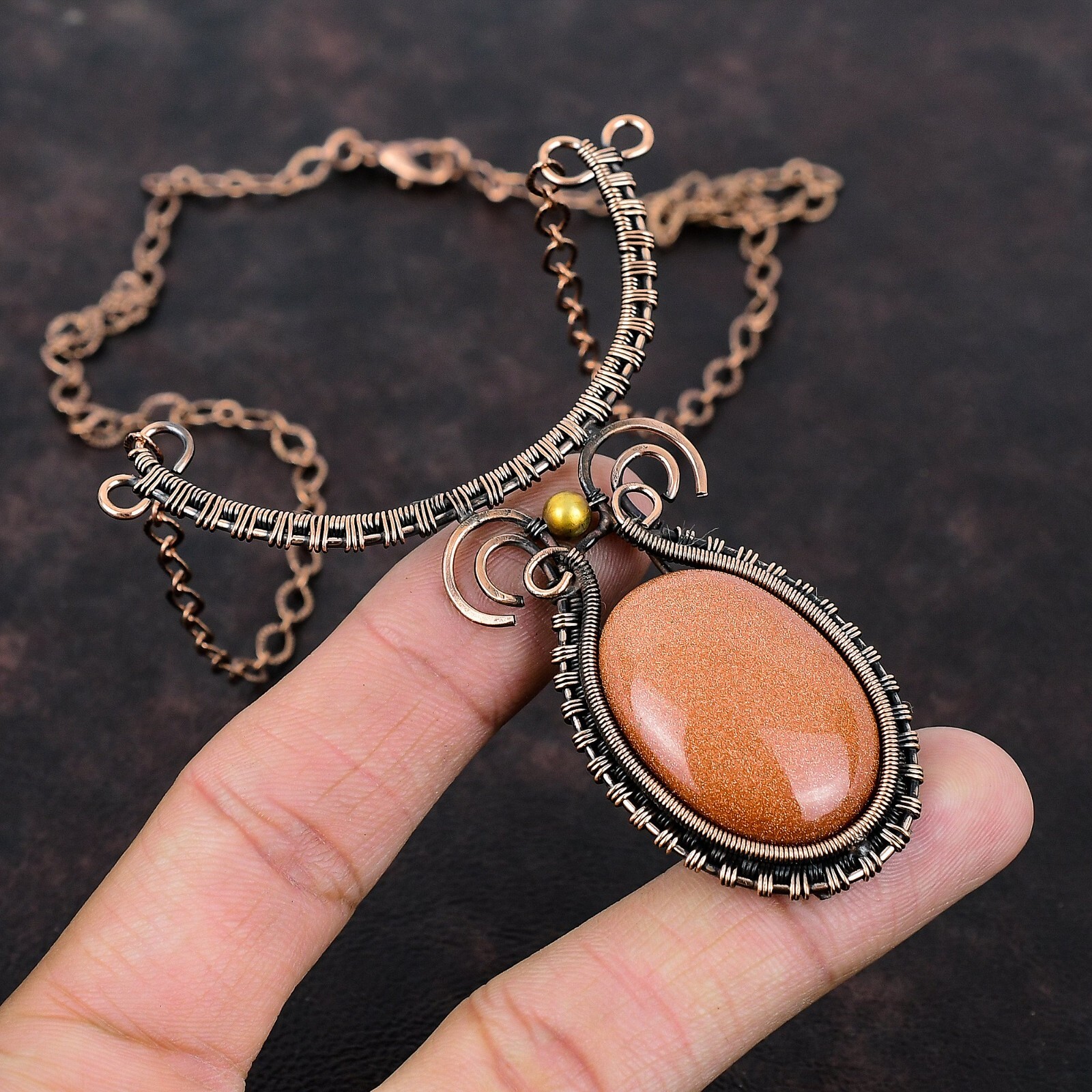 Sun Sitara Wire Wrapped Adjustable Necklace Handcrafted Copper Unique Gift 18.0″