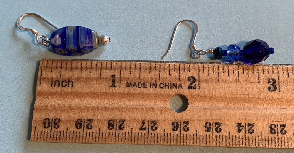 Fashion Blue Art Glass Beaded Pierced Earrings YH-48