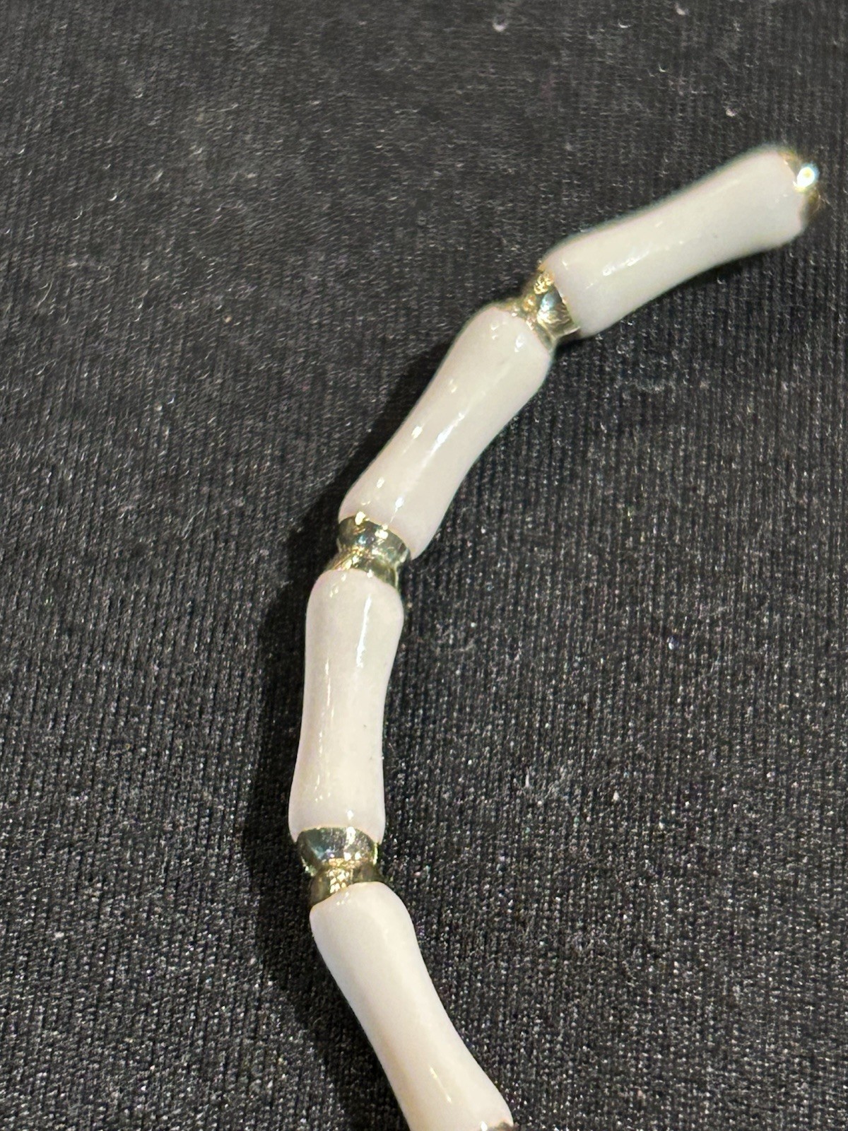 White Bamboo Hoop Earrings, Gold Tone Accents, Round Shape
