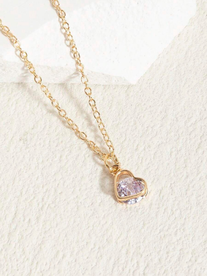 Heart Pendant Women Necklace Jewelry Accessories Water Drop Birthstone Gift USA