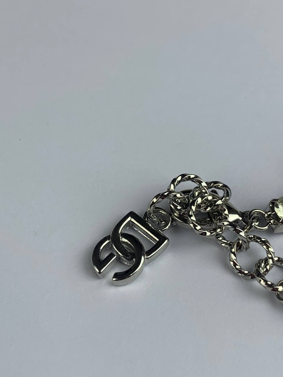 Dolce & Gabbana Silver Rhinestone Y2K Chain Link Bracelet