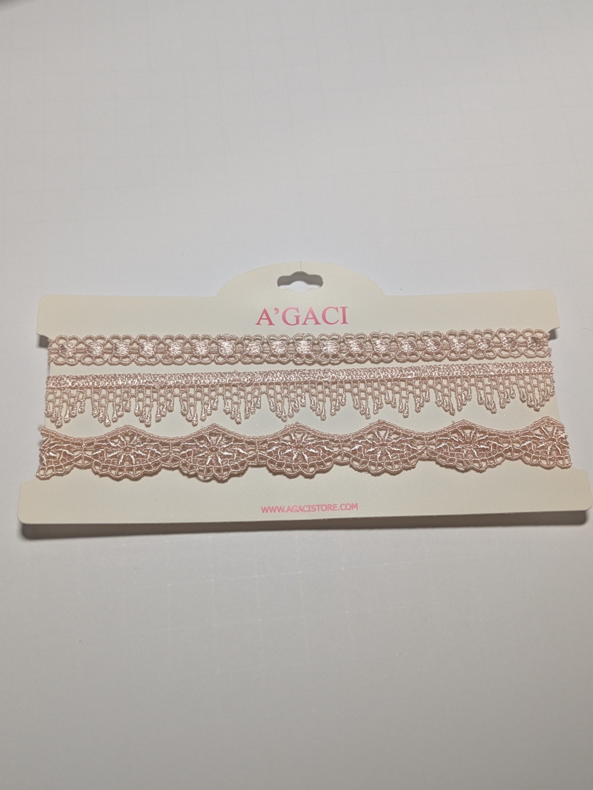 A’GACI Blush Lace Choker Set | 3‑Piece Adjustable Necklaces, Romantic Vintage