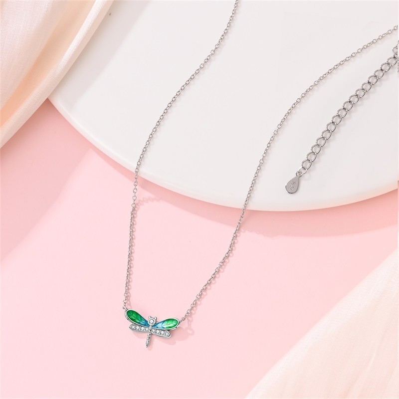 PANDACH 925 Sterling Silver Women Necklace Dragonfly Charm Pendant Jewelry Gifts