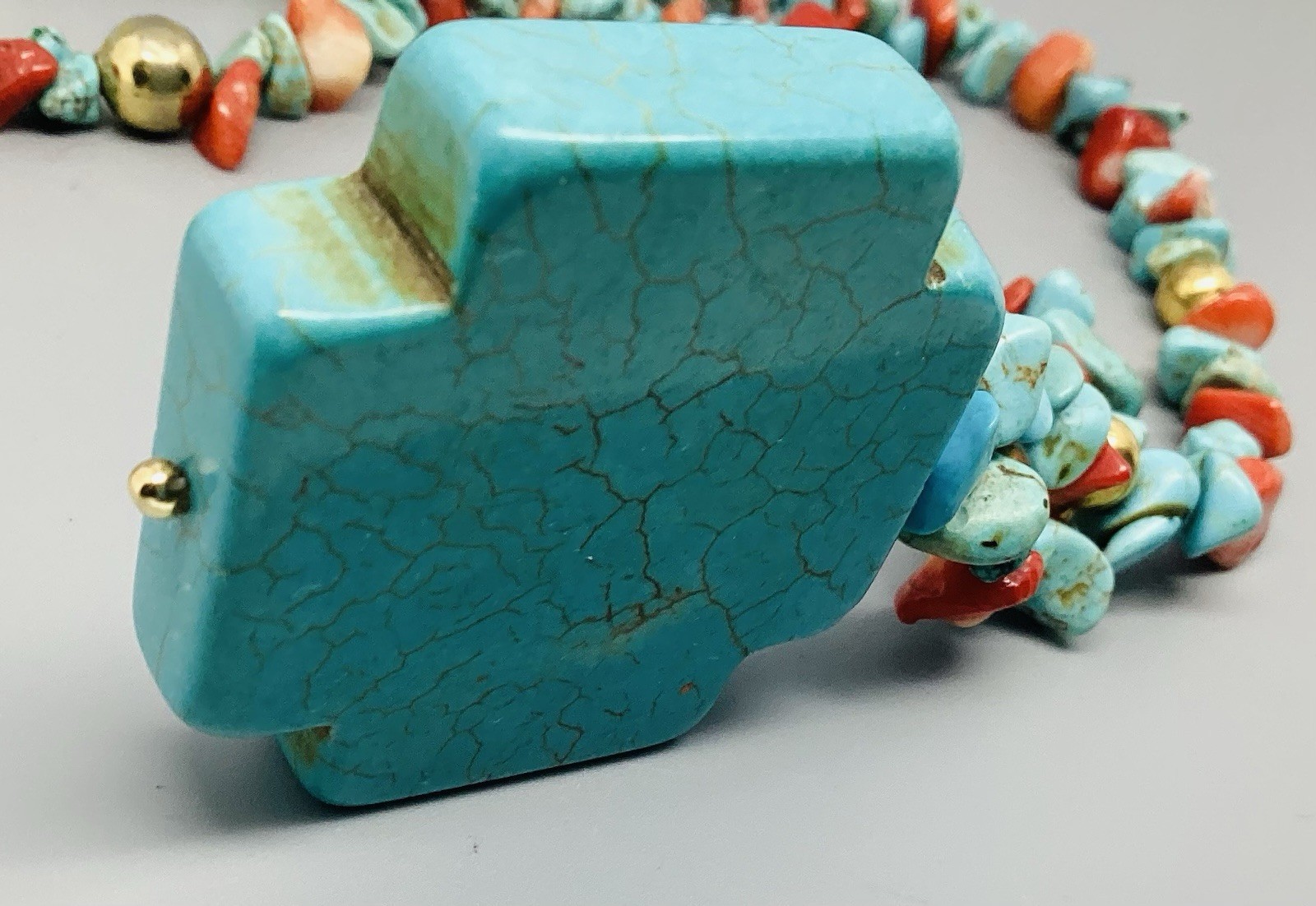Lot of 4 Faux Turquoise, Lapis, Coral, Costume Necklaces Southwestern Style