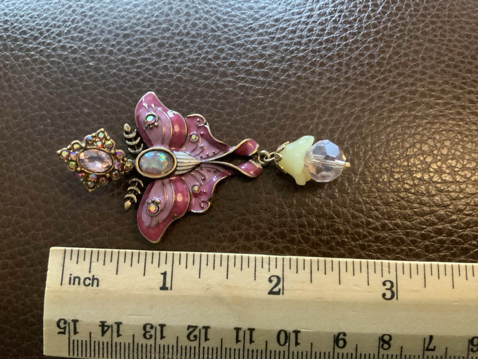 Museum Art Deco Butterfly Moth Earrings Enamel Crystal Nouveau Antique CZ VTG