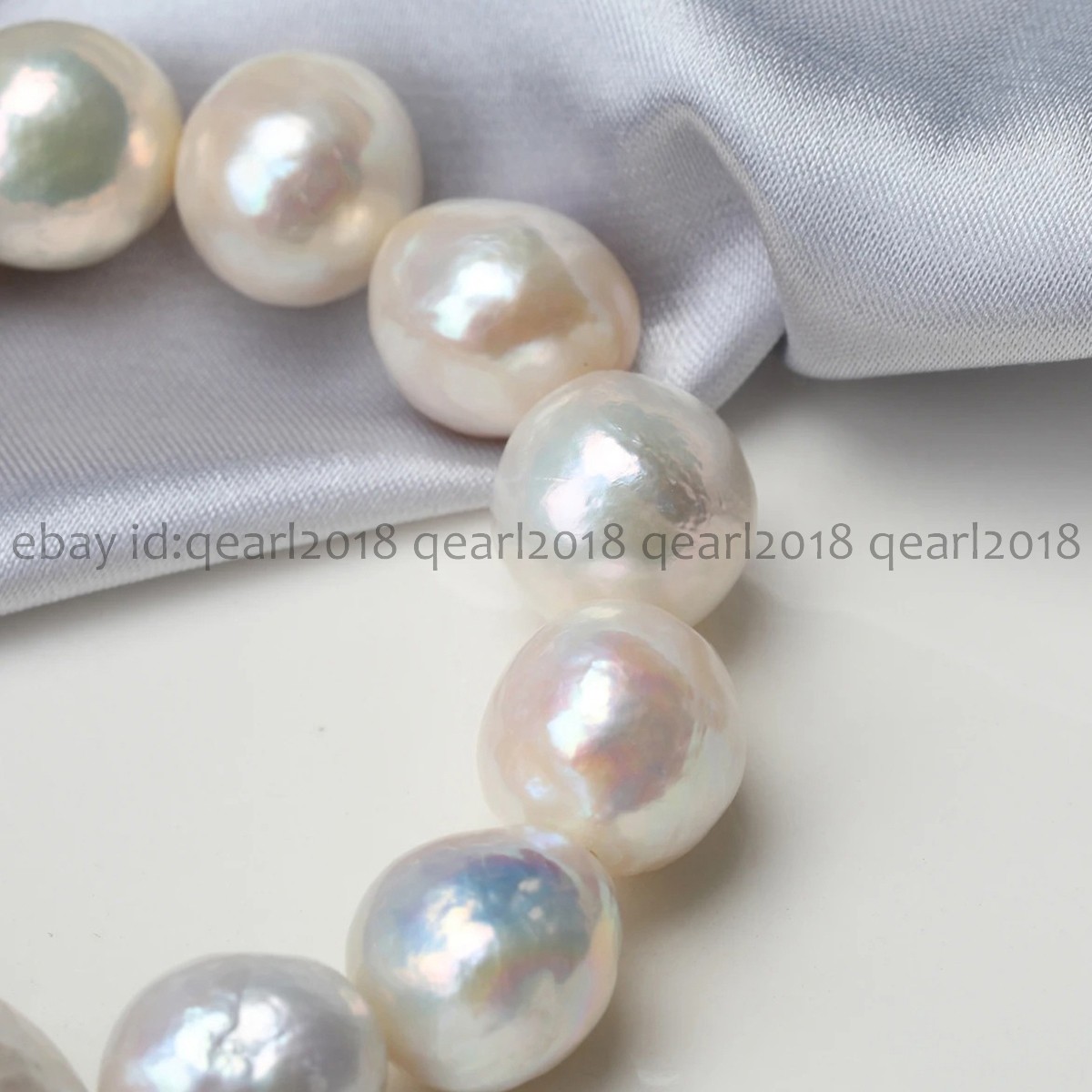11-12mm Genuine Natural White Baroque Edison Pearl Elastic Bracelet 8 inch