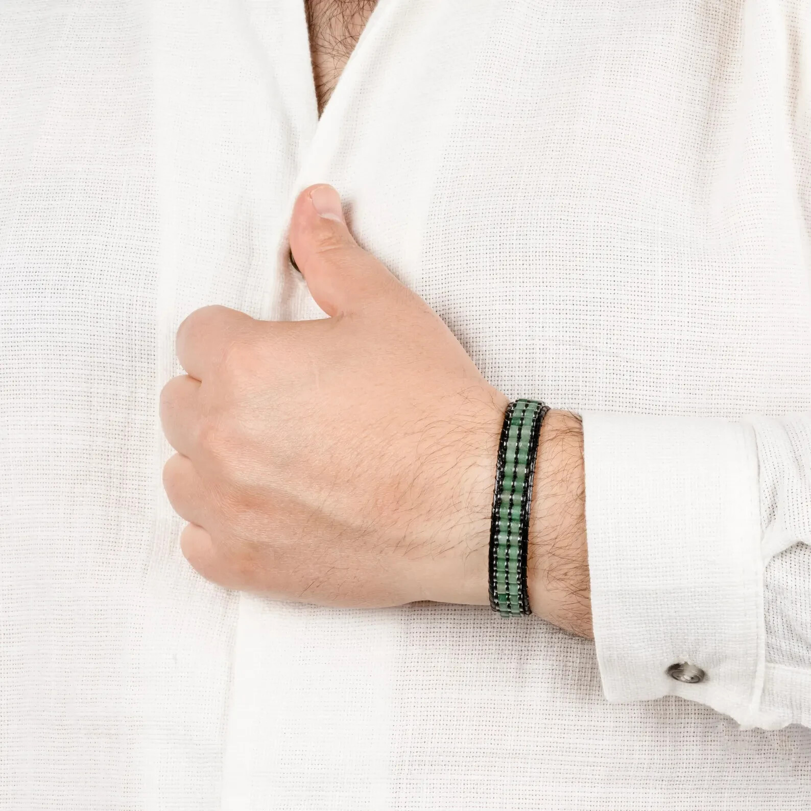 Green Aventurine Stainless Steel Bracelet Unisex Jewelry Healing Energy Gift