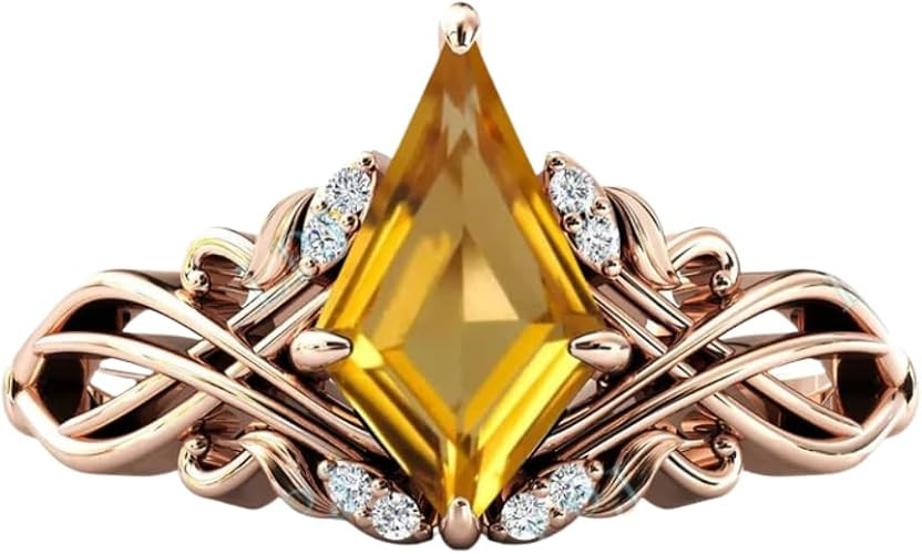 2carat Women’s Engagement Ring, Kite Cut Citrine Gemstone Bridal Ring for Women