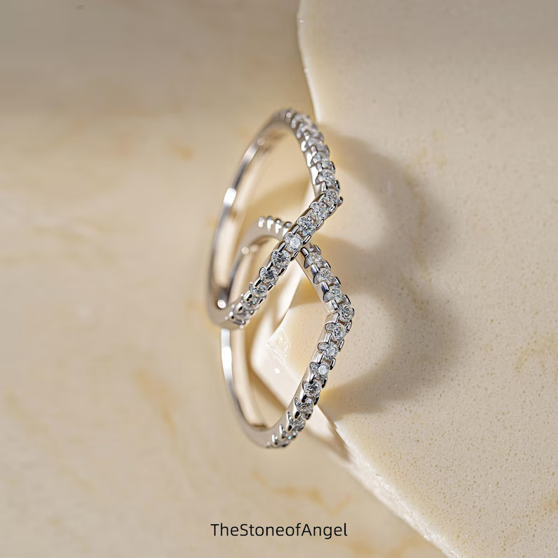 2Ct Round Cut Simulated Diamond Dainty Bridal-Set Ring 14k White Gold Plated