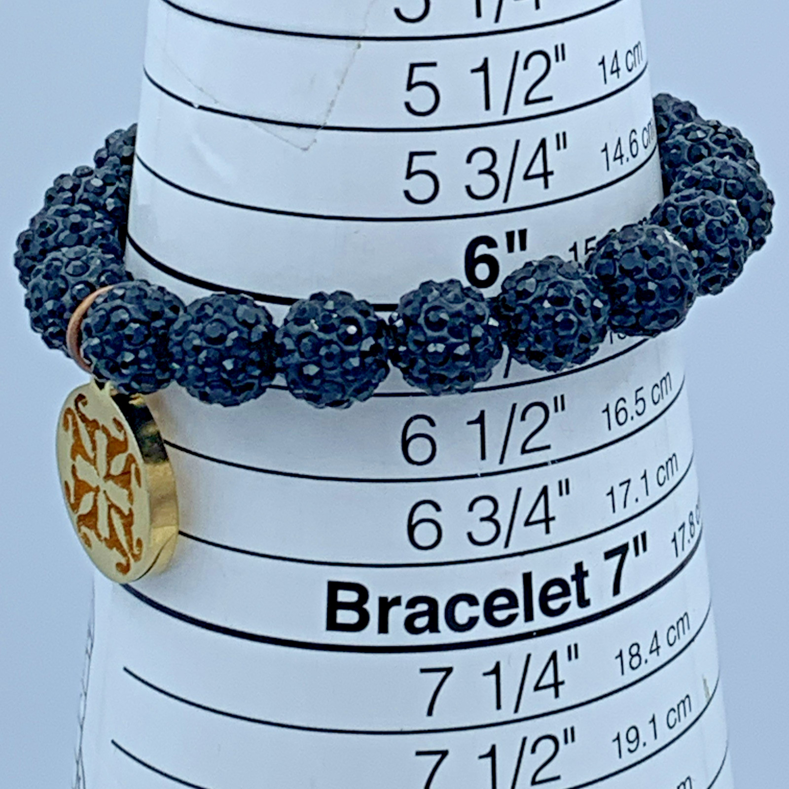 Rustic Cuff 6 inch Black Beaded Stretch Bracelet B4-96