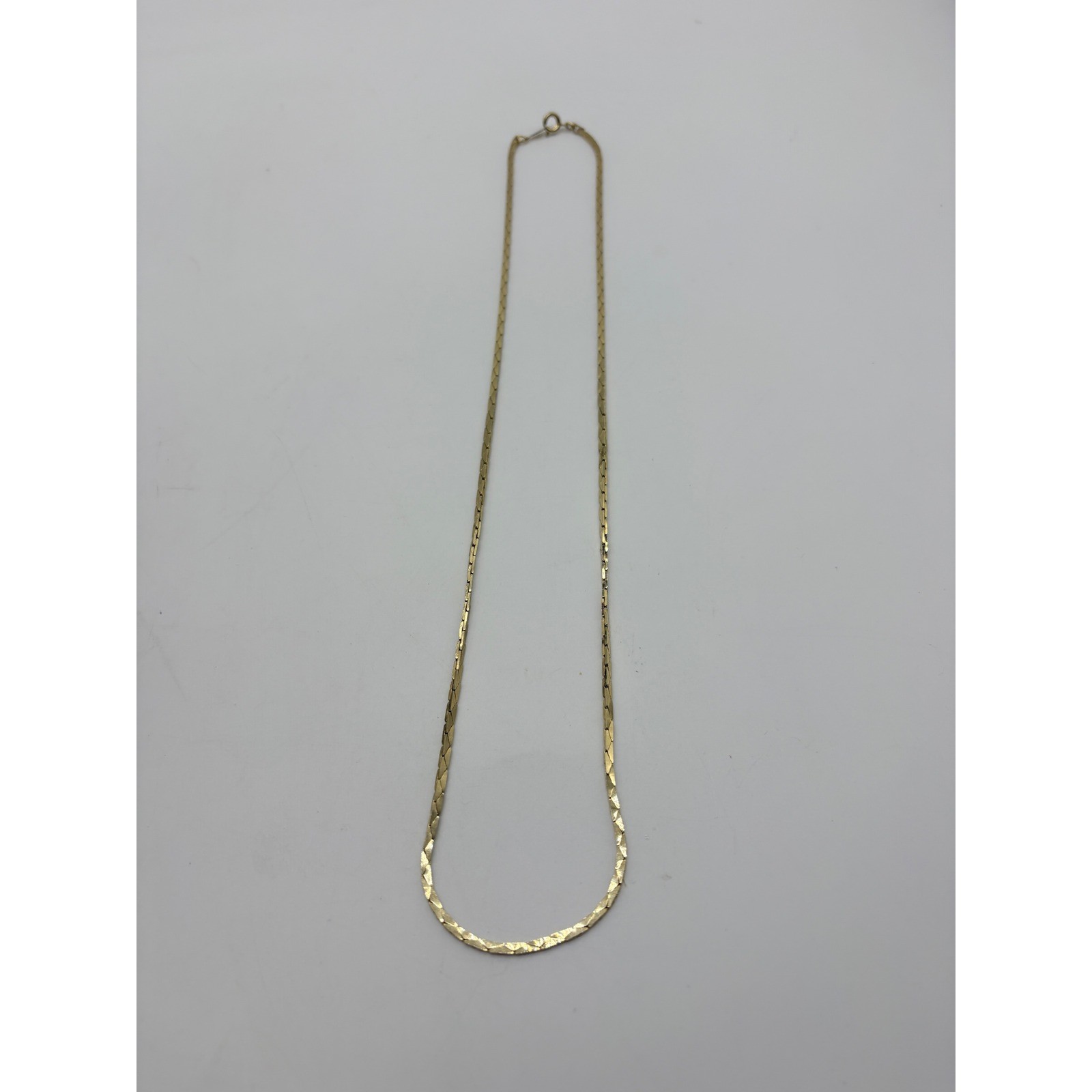 Vintage Gold Tone Flat Snake Herringbone Link Chain Necklace 22 Inch