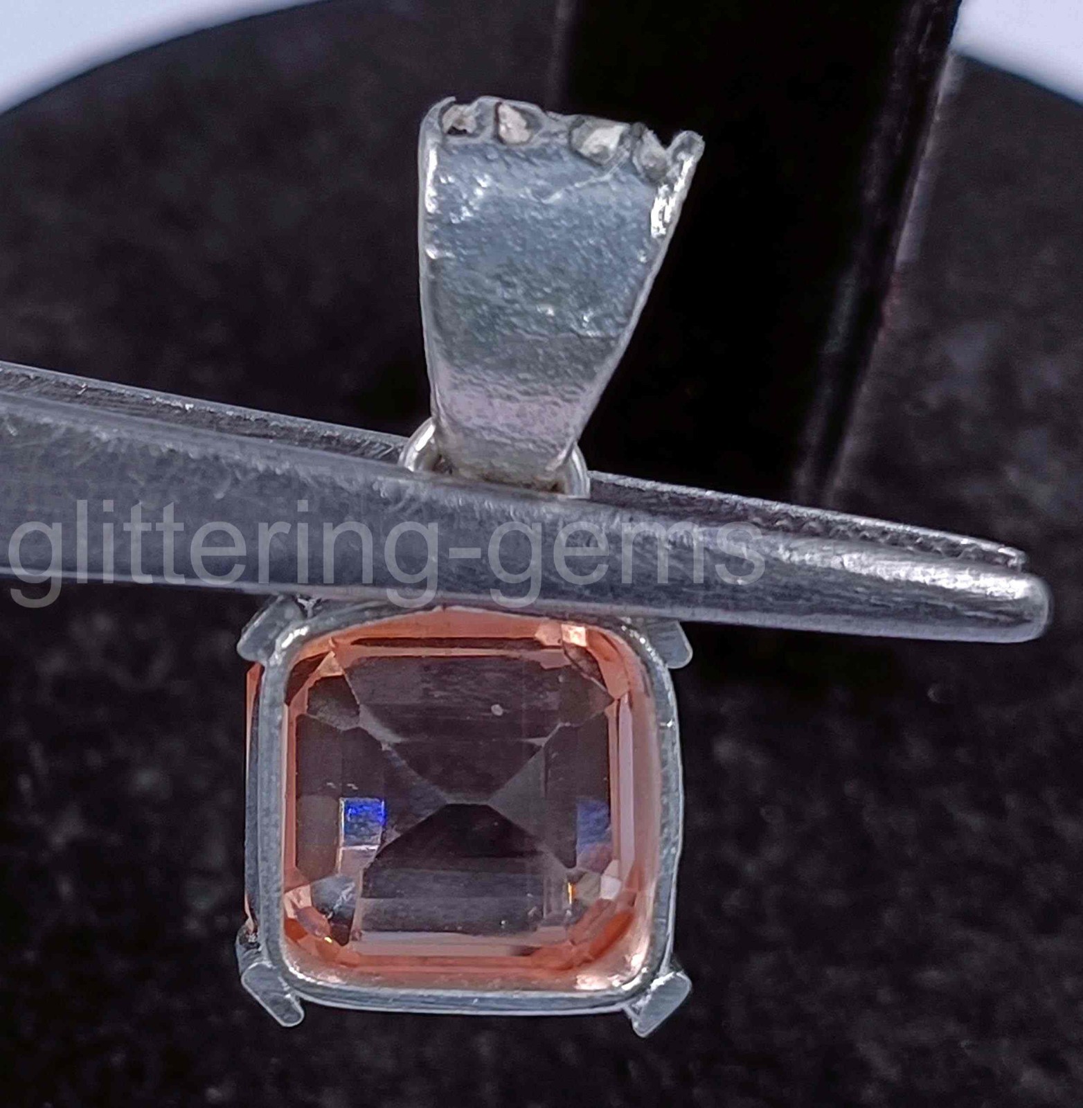 Natural Peach Sapphire 24 Carat IGL Emerald Shape 925 Solid Pendant IGL GemS D25
