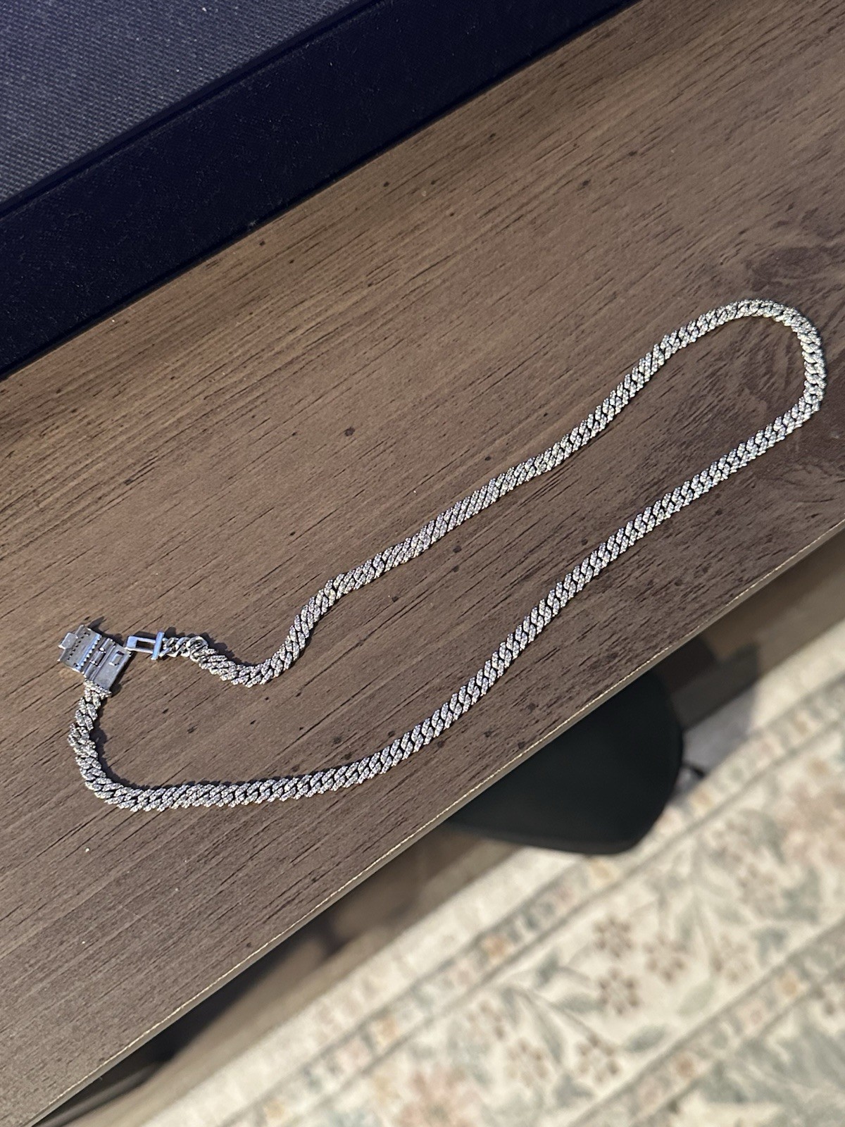 GLD Micro Diamond Prong Cuban Necklace Gold-14k White Gold Plated- 18” White