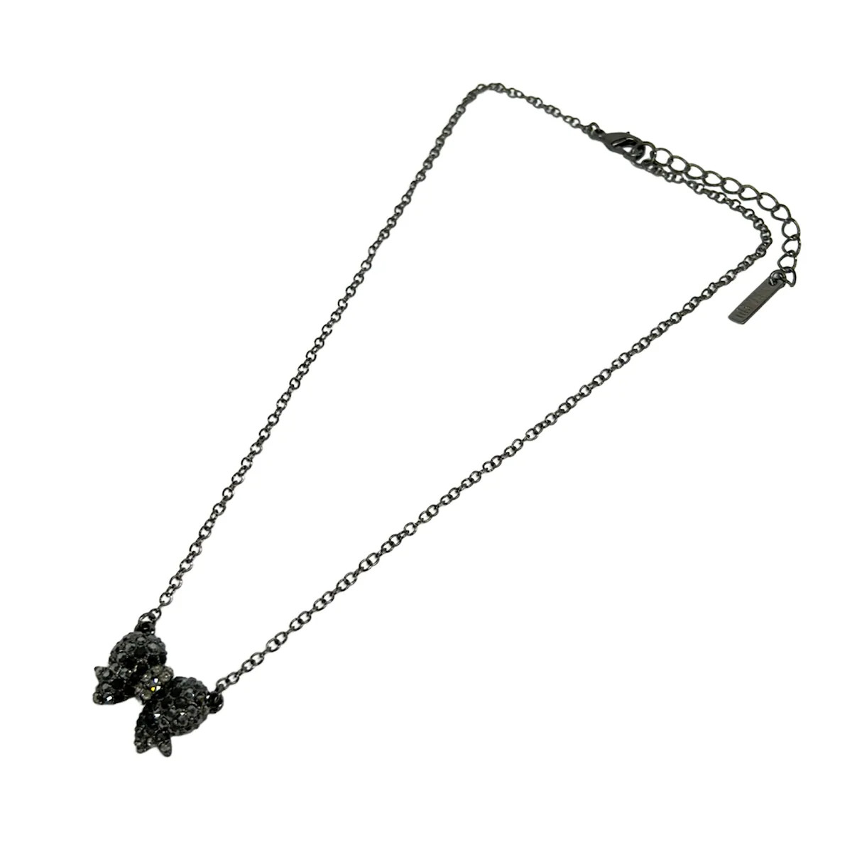 ANNA SUI – Silver Black Clear Hardware Rhinestones Necklace