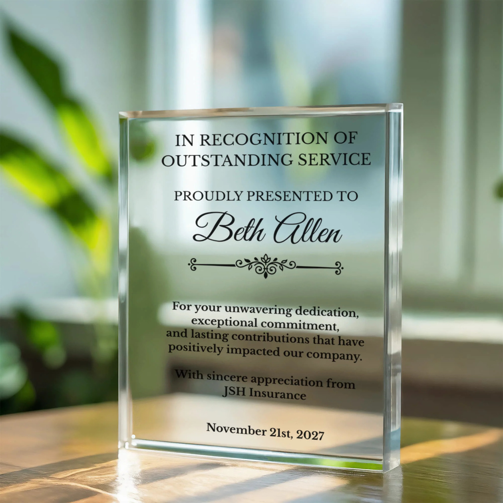 Outstanding Service Award Plaque