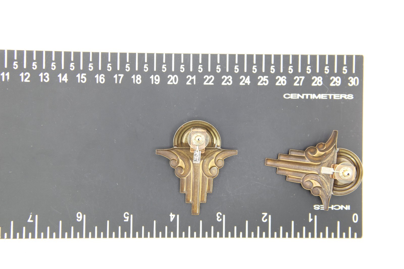 Vintage Art Deco Style Copper, Brass And Silver Color Metal Earrings Made in USA