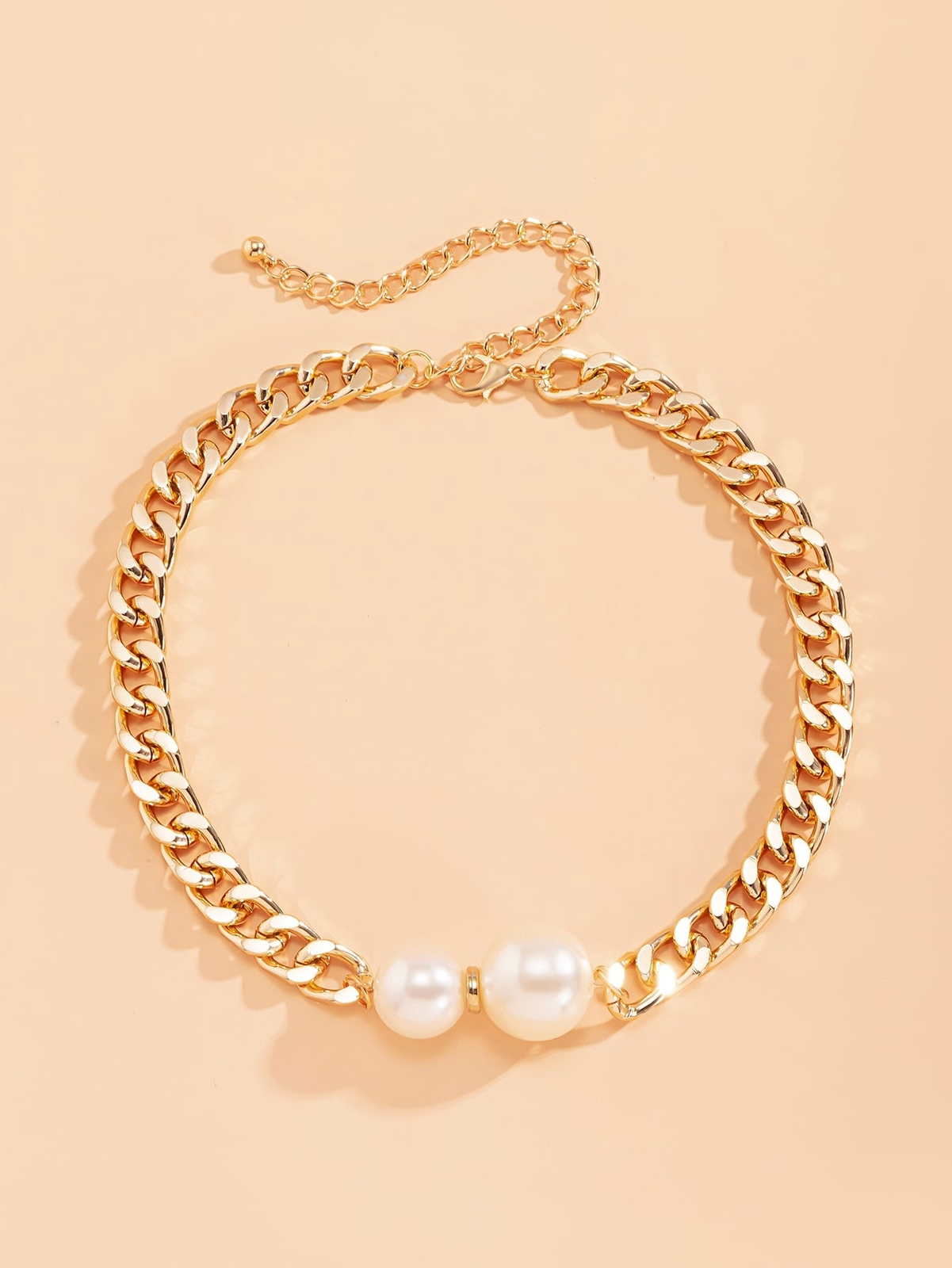 Faux Pearl Decor Chain Necklace Statement Necklace Modern Necklace