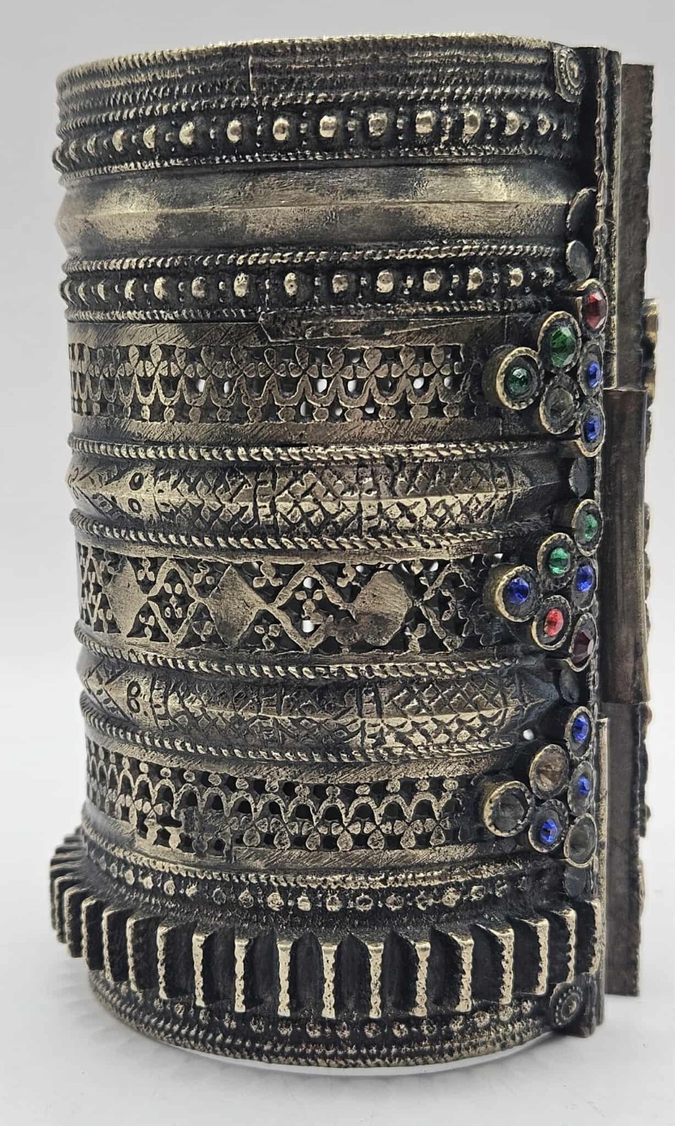 2 Afghan metal cuff bracelets and a pendant, FLAWED needs repairs, see pics READ
