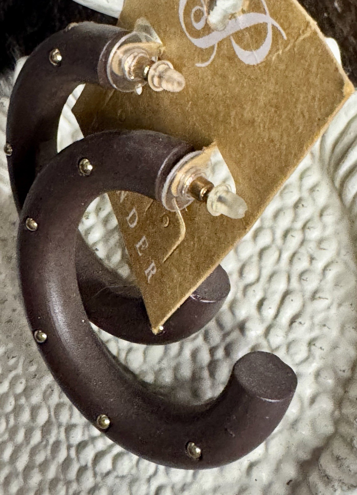 Plunder Design Shania Wood Thick Hoop Drop Dangle Earrings New Cb43