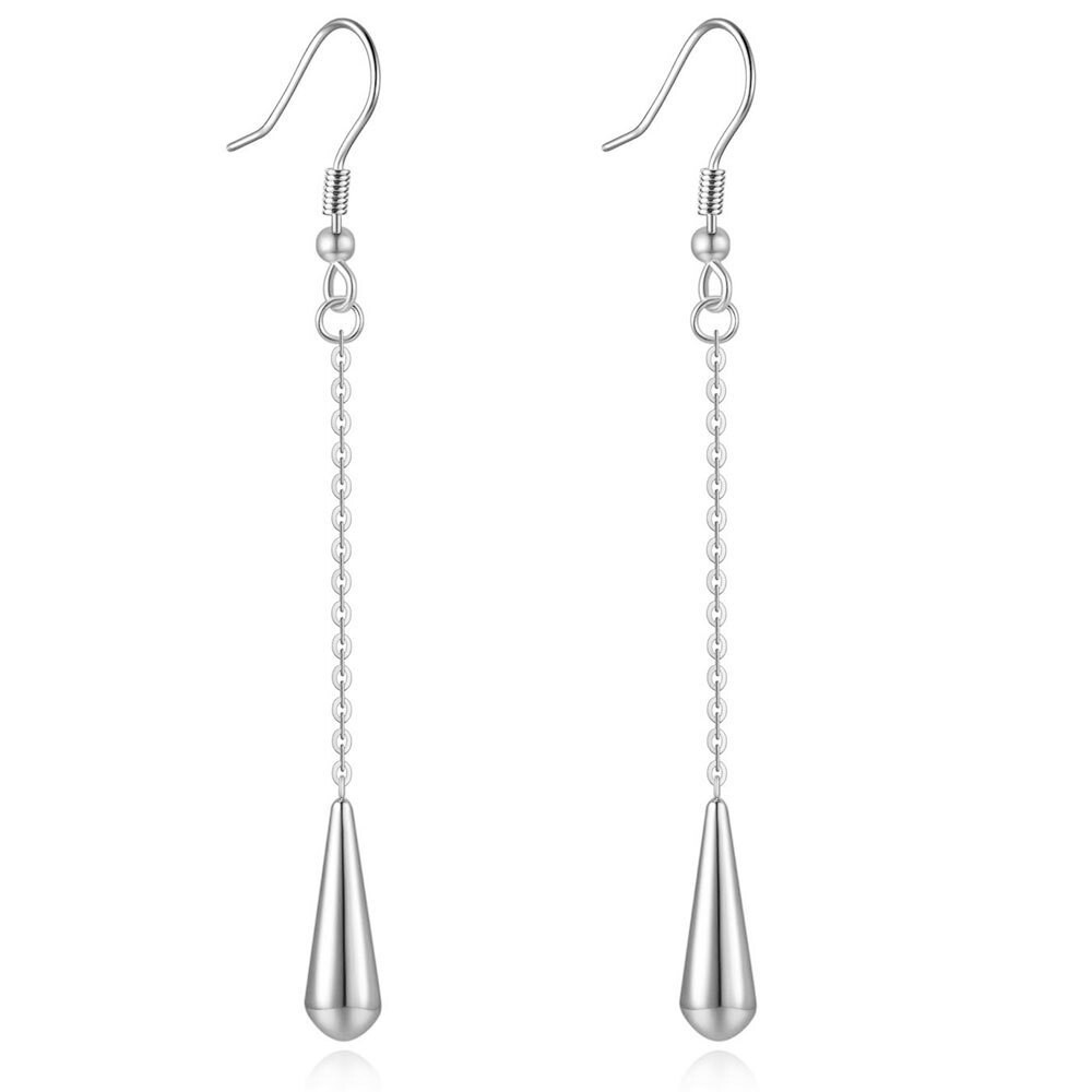 Fashion Titanium Hypoallergenic Steel Tassel Long Chain Teardrop Drop Earrings