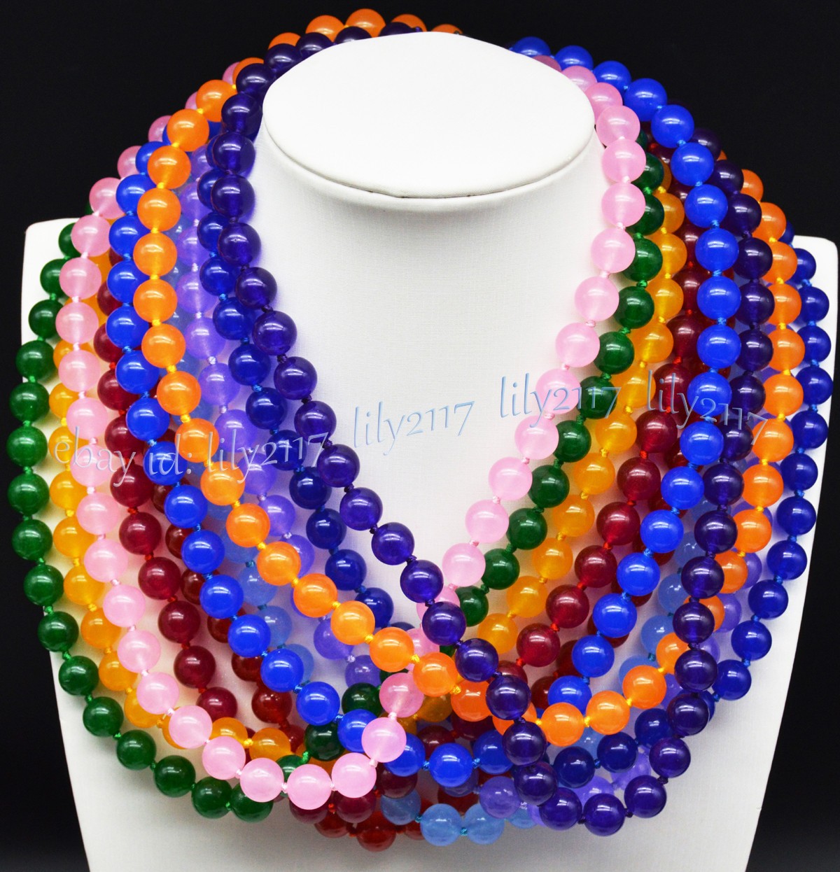 Natural 8mm Multicolor Mixed Gemstone Round Beads Jewelry Necklaces 16-48”