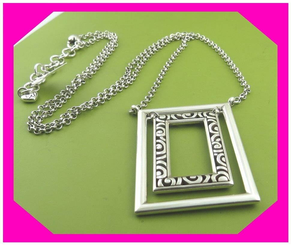 BRIGHTON DECO FRAME Double Scroll CONTEMPO Silver Pendant NECKLACE NWtag $68 60%