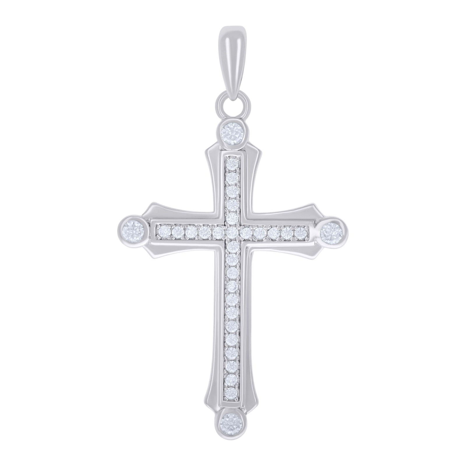 925 Sterling Silver Unisex Cz Cross Religious Charm Pendant
