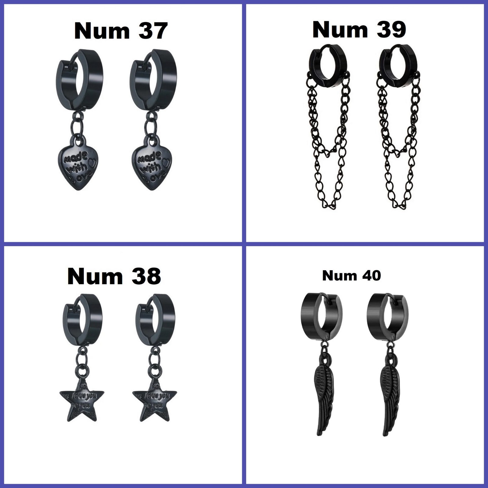 Thin hoop men earrings black, Dagger-skull-goth-punk-sword hoops cross, dangle
