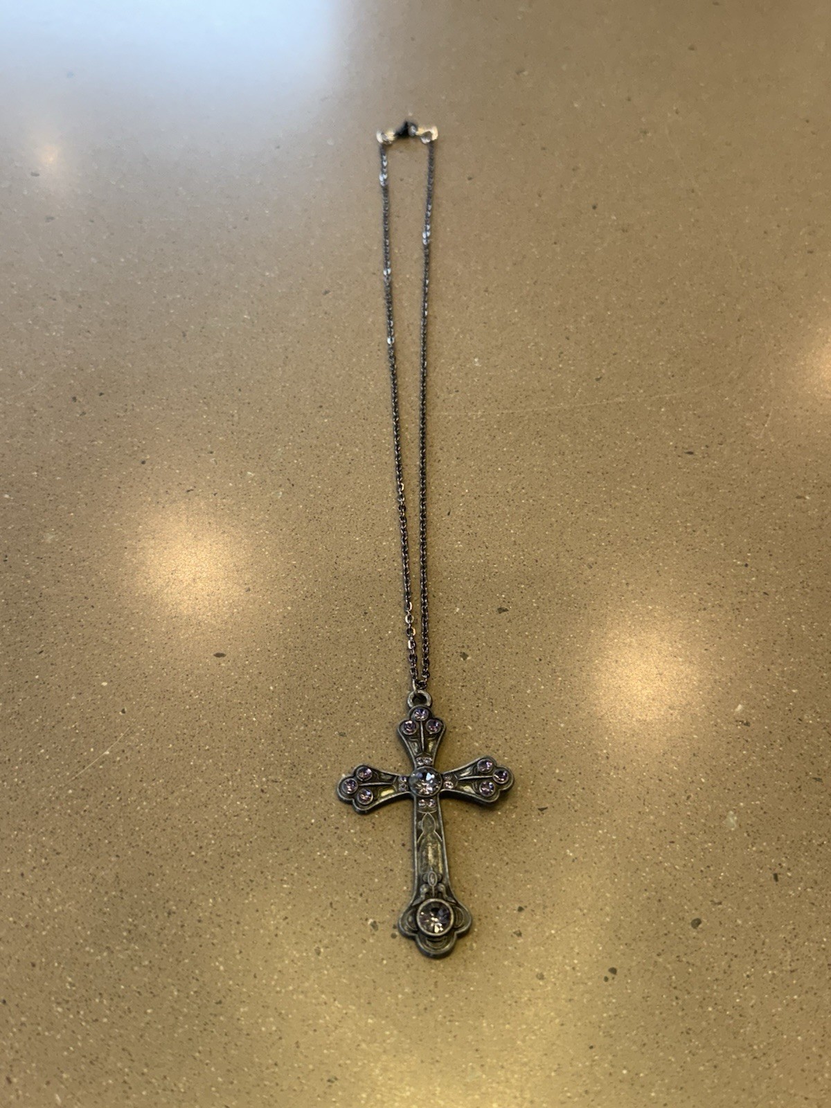 20” Gunmetal Plated Chain Gothic Style Cross Necklace