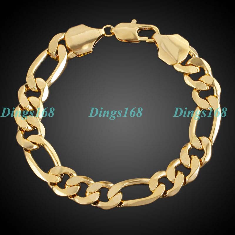 18K Yellow Gold Filled Tarnish-Free Italian 8″ * 8mm Figaro Chain Bracelet B139B