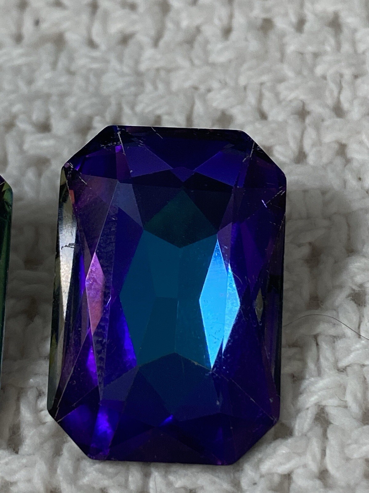 Large Statement Stone Earrings Changes From Purple To A Blue Center