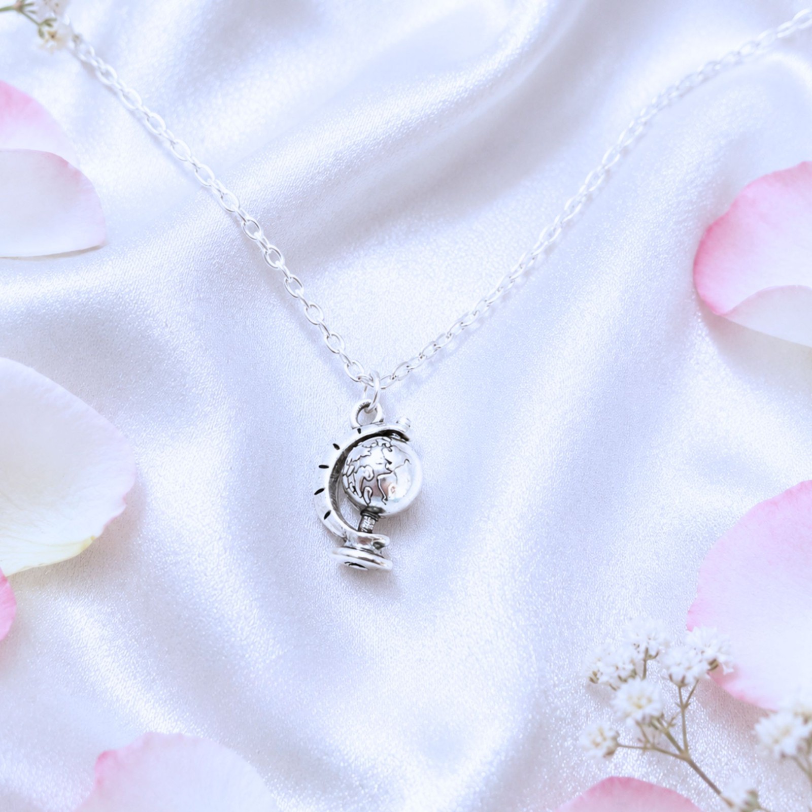 Earth Globe Necklace Travel Lover Jewelry World Map Wanderlust Geography Gift