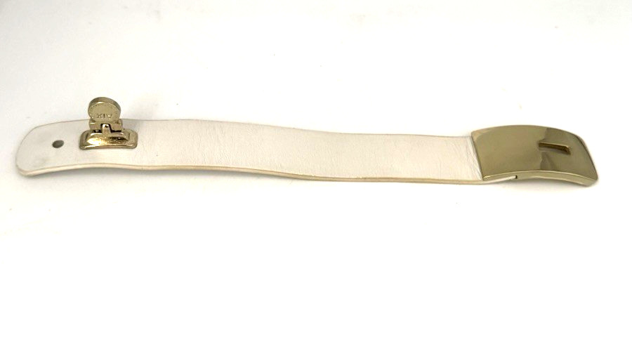 ARMANI EXCHANGE Ladie’s White Leather w/Gold Hardware Wrist Cuff Bracelet
