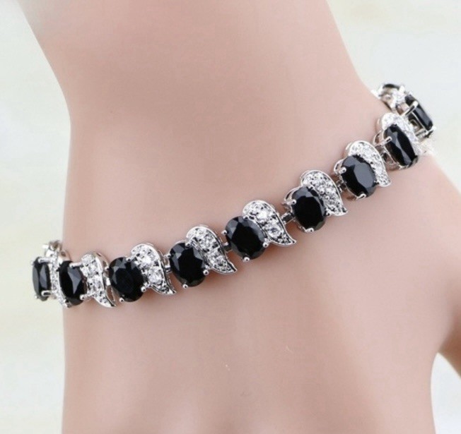 DEAL! Beautiful Black Onyx Necklace, Earrings, Bracelet, & Ring Size 11 Set