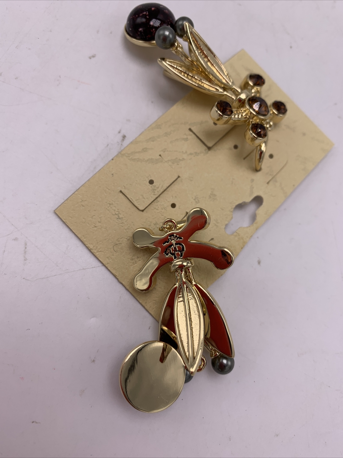 NWOT Brooks Brother Flower Drop Signed Earrings 2-1/4” X246
