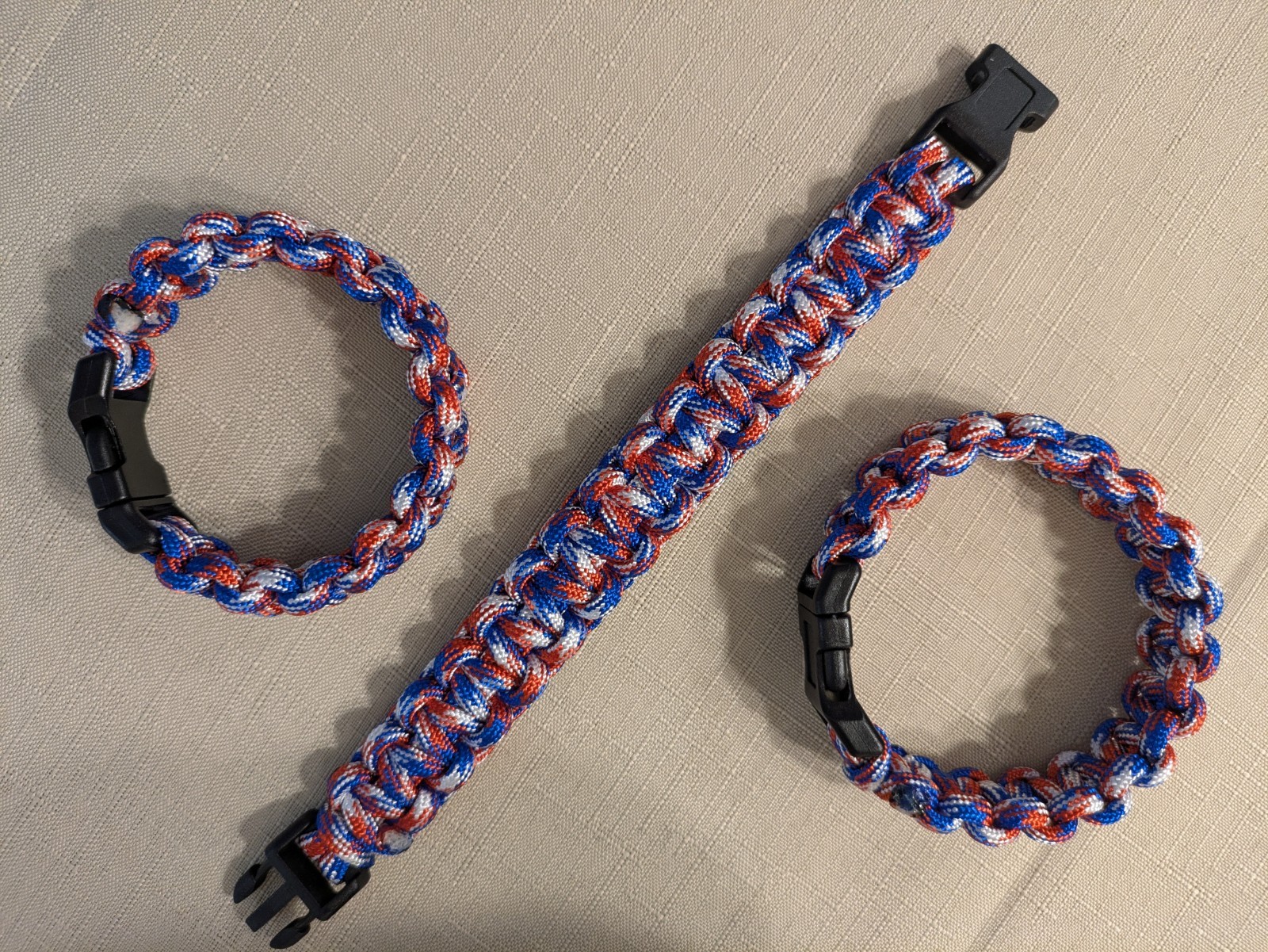 Paracord Plus+ Handmade Braided Red White Blue Nylon Paracord Bracelet Buckle
