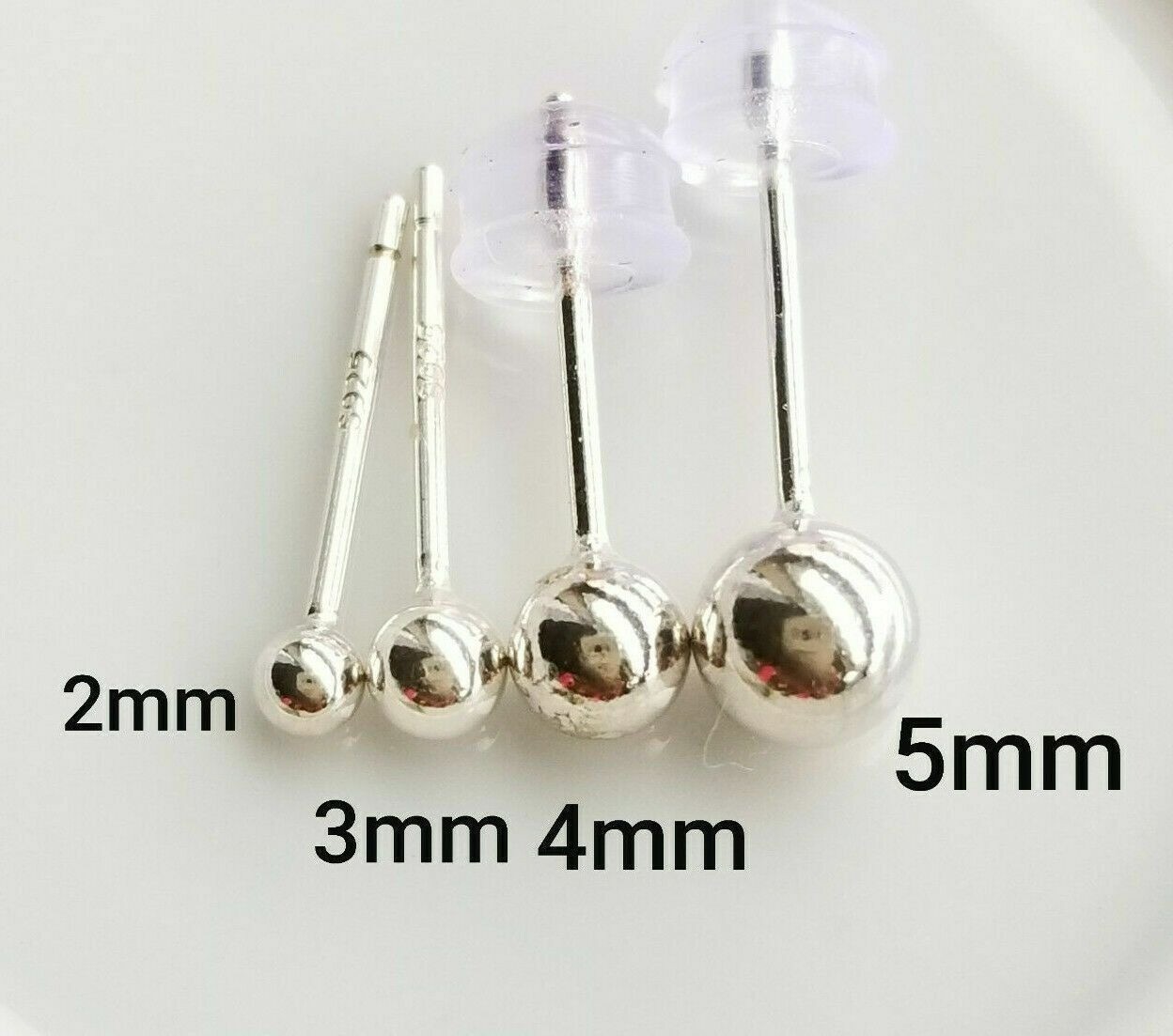 925 Sterling Silver Ball Stud Earrings For Women Men 2mm,3mm, 4mm, 5mm Unisex