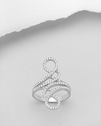 Solid Sterling Silver CZ Knuckle Ring 19mm Wide 4.04g Size 6