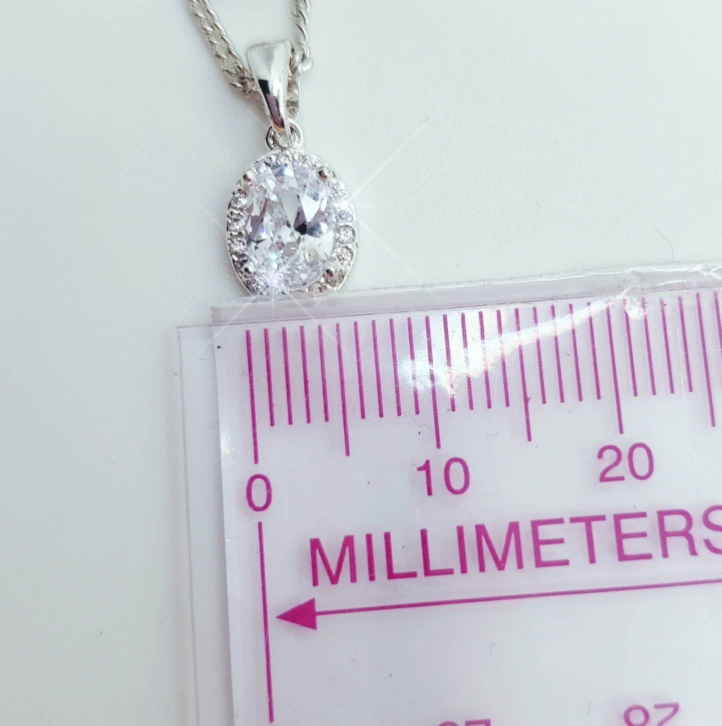 Genuine Austrian Crystals Sterling Silver Overlay Oval Halo Pendant Necklace