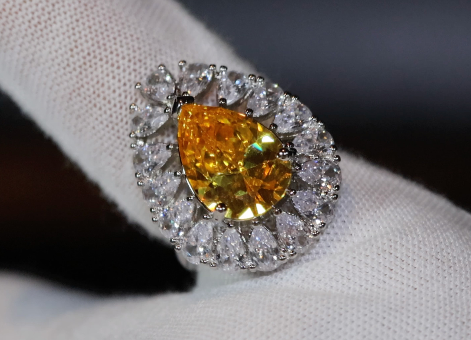 Yellow Diamond Ring, Yellow Simulated Diamond Ring, Yellow Engagement Ring