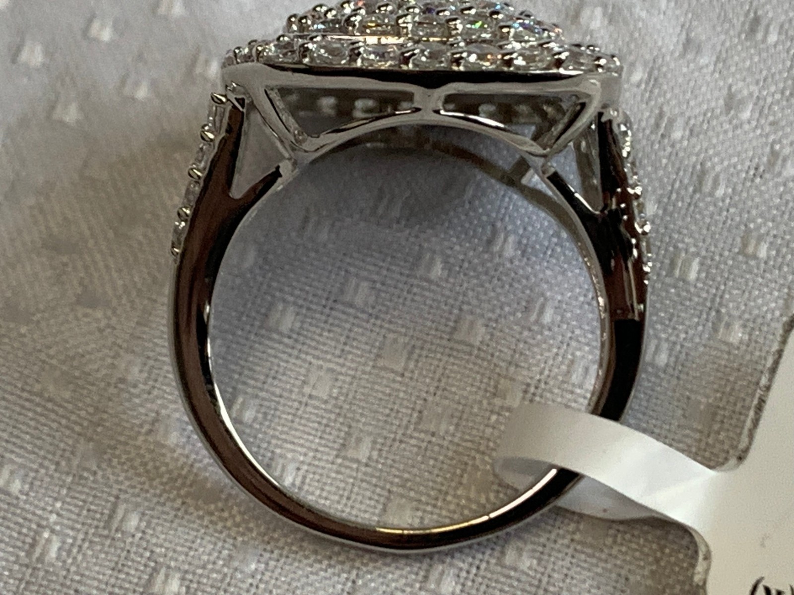 Sterling Silver Ring 8.15g Fine Jewelry Size 8.75 Band Clear Stones India *READ*